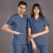 Petrol Blue Classic Surgical Collar Scrubs Suit (Thin Fabric)