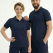 Dunkelblaues Polo-Kragen Kurzarm-Arbeits-T-Shirt aus Lacoste-Stoff
