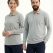 Gri Melanj Polo Yaka Uzun Kol İş Sweatshirtü Penye Lacoste Kumaş