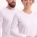 Beyaz %100 Pamuk Penye Yuvarlak Yaka T-shirt Uzun Kol