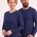 Lacivert %100 Pamuk Penye Yuvarlak Yaka T-shirt Uzun Kol