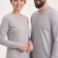 Gri Melanj %100 Pamuk Penye Yuvarlak Yaka T-shirt Uzun Kol