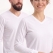 Beyaz %100 Pamuk Penye V Yaka T-shirt Uzun Kol