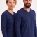 Lacivert %100 Pamuk Penye V Yaka T-shirt Uzun Kol