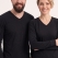 Siyah %100 Pamuk Penye V Yaka T-shirt Uzun Kol