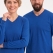 Saks Mavisi %100 Pamuk Penye V Yaka T-shirt Uzun Kol