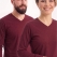 Bordo %100 Pamuk Penye V Yaka T-shirt Uzun Kol