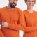 Turuncu %100 Pamuk Penye V Yaka T-shirt Uzun Kol