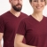 Bordo %100 Pamuk Penye V Yaka Kısa Kol Tişört