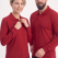 Kırmızı Polo Yaka Uzun Kol İş Sweatshirtü Penye Lacoste Kumaş