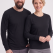 Siyah %100 Pamuk Penye Yuvarlak Yaka T-shirt Uzun Kol