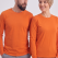 Turuncu %100 Pamuk Penye Yuvarlak Yaka T-shirt Uzun Kol