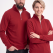 Kırmızı Dik Yaka Yarım Fermuarlı İş Sweatshirt 3 İplik Şardonlu