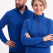 Saks Mavisi Dik Yaka Yarım Fermuarlı İş Sweatshirt 3 İplik Şardonlu