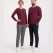 Bordo %100 Pamuk Penye Yuvarlak Yaka T-shirt Uzun Kol