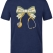 Floral Bow and Stethoscope Printed Short Sleeve Navy Blue T-Shirt (100% Cotton Jersey Fabric)