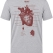 Anatomisches Herz Bedrucktes Kurzarm T-Shirt in Grau meliert (100% Baumwoll-Jersey)
