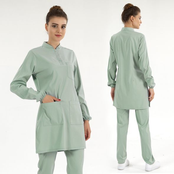 Mint Green Lux Lycra Judge Collor Hıjab Suit