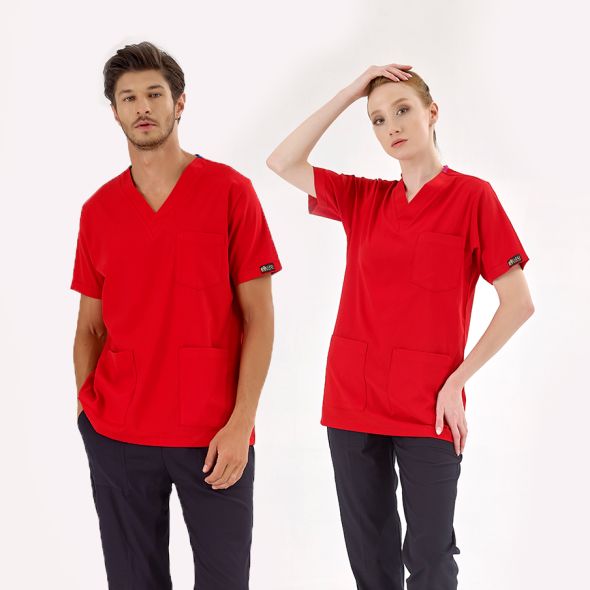 Red Silva Lux Lycra Single Top