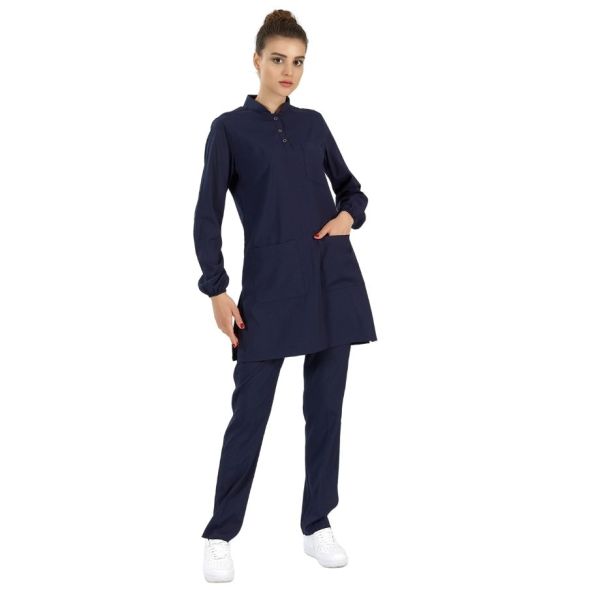 Navy Blue Lux Lycra Judge Collor Hijab Suit