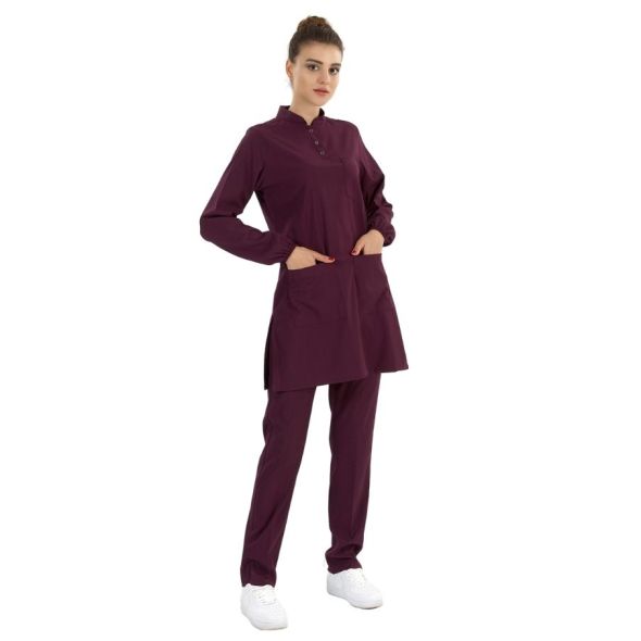 Plum Lux Lycra Judge Collar Hijab Suit