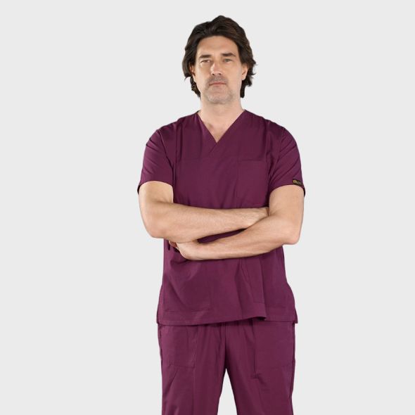 Plum Classic Surgical Collar Scrubs Suit (Thin Fabric)