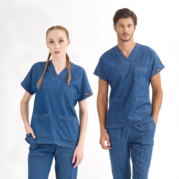 Kot Mavisi Tek Üst Medijean Dr. Greys Modeli (Gerçek Kot Kumaşı)