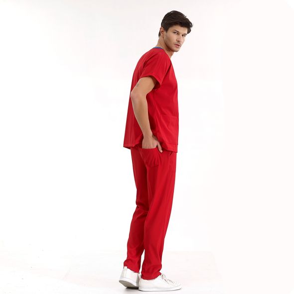 Red Lux Lycra Greys Suit