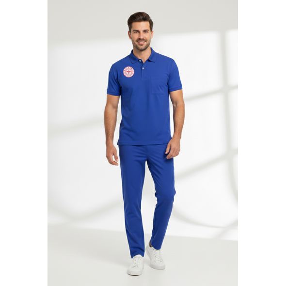 Temizlik Personeli Forması Alt Üst Scrubs Takım (Sağlık Bakanlığı 2025 Standartlarıyla Uyumlu)-Dazzling Blue