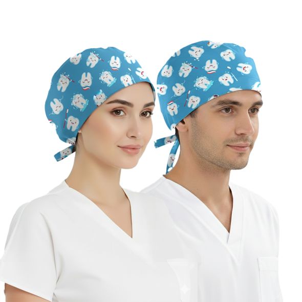 Fırçalı Dişler Desenli Bone (Cotton Likra Kumaş)