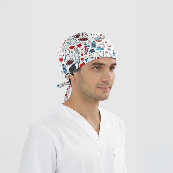 Medical Patterned Cap (Cotton Lycra Fabric)