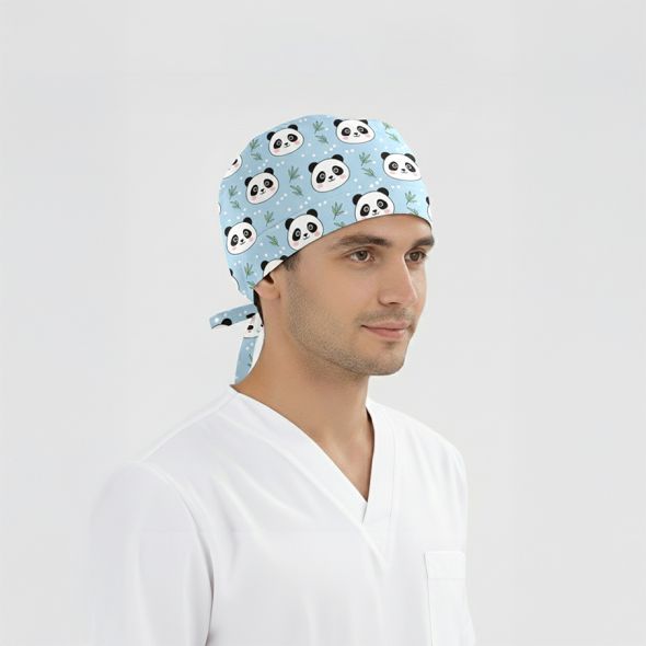 Tatlı Panda Desenli Bone (Cotton Likra Kumaş)