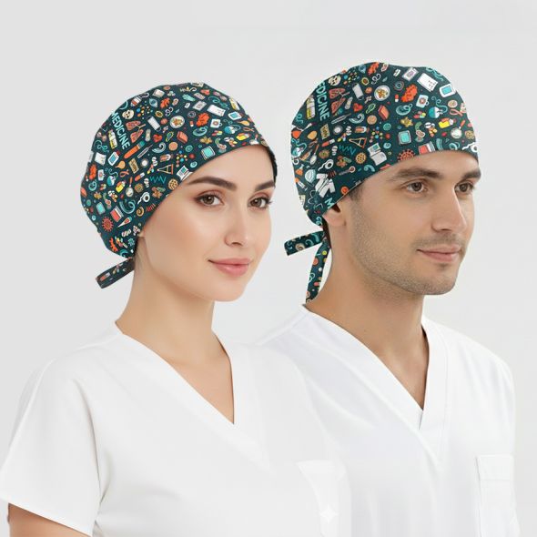 Medical World Patterned Cap (Cotton Lycra Fabric)