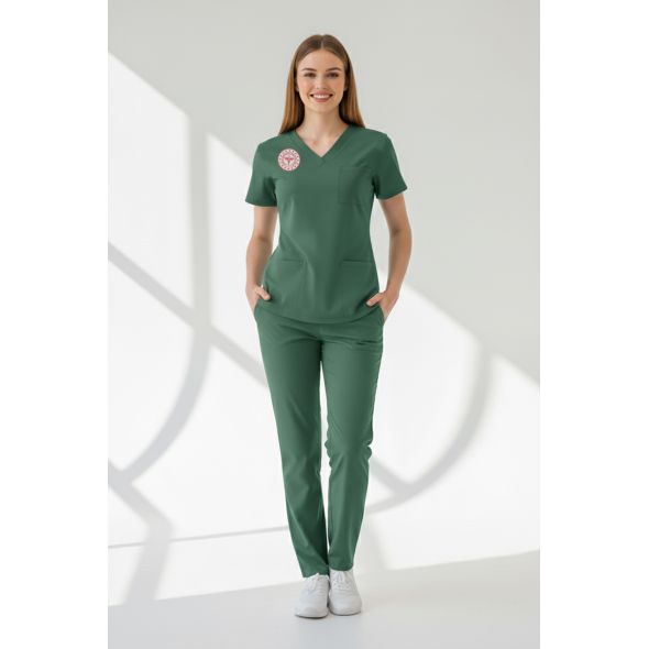 Ameliyathane Personeli Forması Alt Üst Scrubs Takım (Sağlık Bakanlığı 2025 Standartlarıyla Uyumlu)-Frosty Spruce