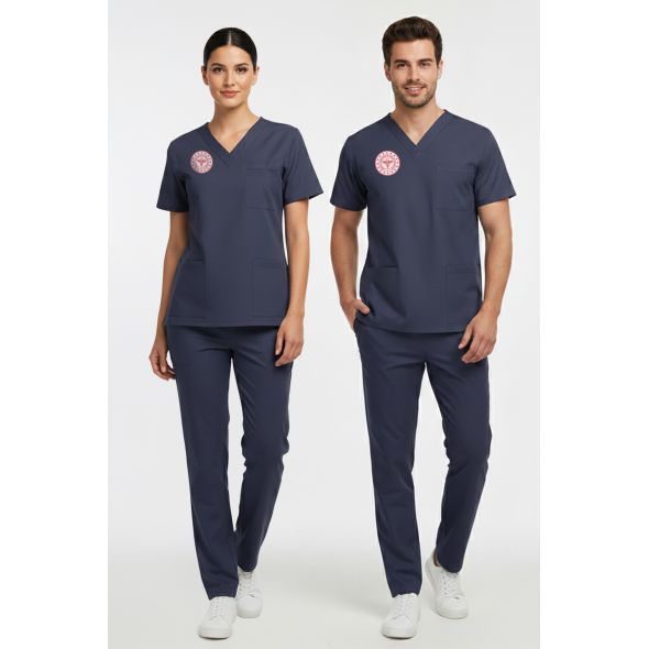 Hemşire Forması Alt Üst Scrubs Takım (Sağlık Bakanlığı 2025 Standartlarına Uygun)-Patriot Blue