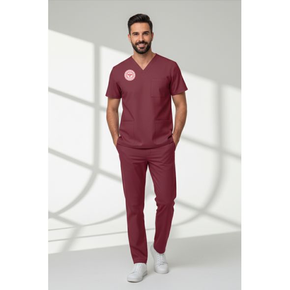 Lisans ve Lisansüstü Sağlık Meslek Mensupları Forması Alt Üst Scrubs Takım (Sağlık Bakanlığı 2025 Standartlarıyla Uyumlu)-Biking Red
