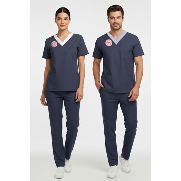 Sorumlu Hemşire Forması Alt Üst Scrubs Takım (Sağlık Bakanlığı 2025 Standartlarıyla Uyumlu)-Patriot Blue