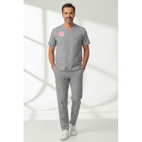 Teknik Hizmetler Personel Forması Alt Üst Scrubs Takım (Sağlık Bakanlığı 2025 Standartlarıyla Uyumlu)-Neutral Gray