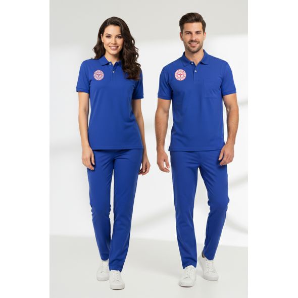 Temizlik Personeli Forması Alt Üst Scrubs Takım (Sağlık Bakanlığı 2025 Standartlarıyla Uyumlu)-Dazzling Blue