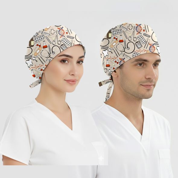 Şifa Evreni Desenli Bone (Cotton Likra Kumaş)