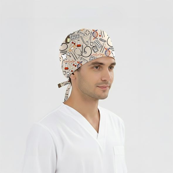 Şifa Evreni Desenli Bone (Cotton Likra Kumaş)