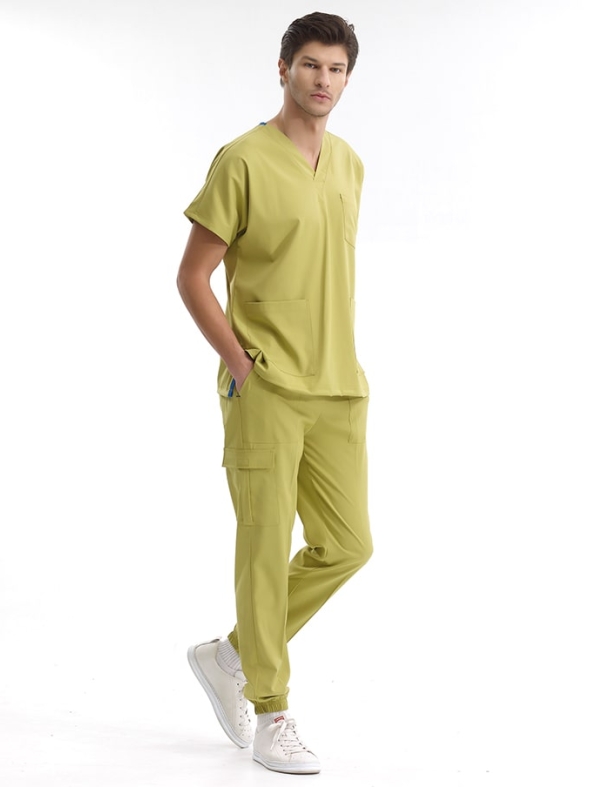 Pistaziengrün Jogger Medizinischer Scrubs Set für Ärzte und Pflege Luxus Lycra-Stoff