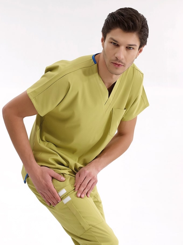 Pistaziengrün Jogger Medizinischer Scrubs Set für Ärzte und Pflege Luxus Lycra-Stoff