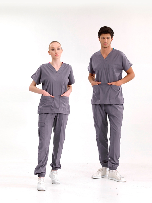 Bleigrau Jogger Medizinischer Scrubs Set für Ärzte und Pflege Luxus Lycra-Stoff