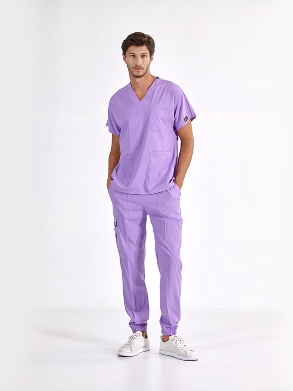 Lilac Jogger Doctor Nurse Medical Scrubs Set Luxury Lycra Fabric