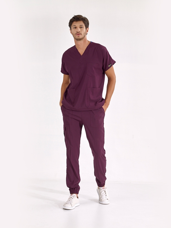 Pflaume Jogger Medizinischer Scrubs Set für Ärzte und Pflege Luxus Lycra-Stoff