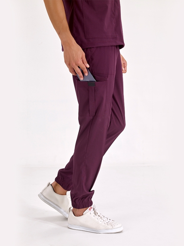 Pflaume Jogger Medizinischer Scrubs Set für Ärzte und Pflege Luxus Lycra-Stoff