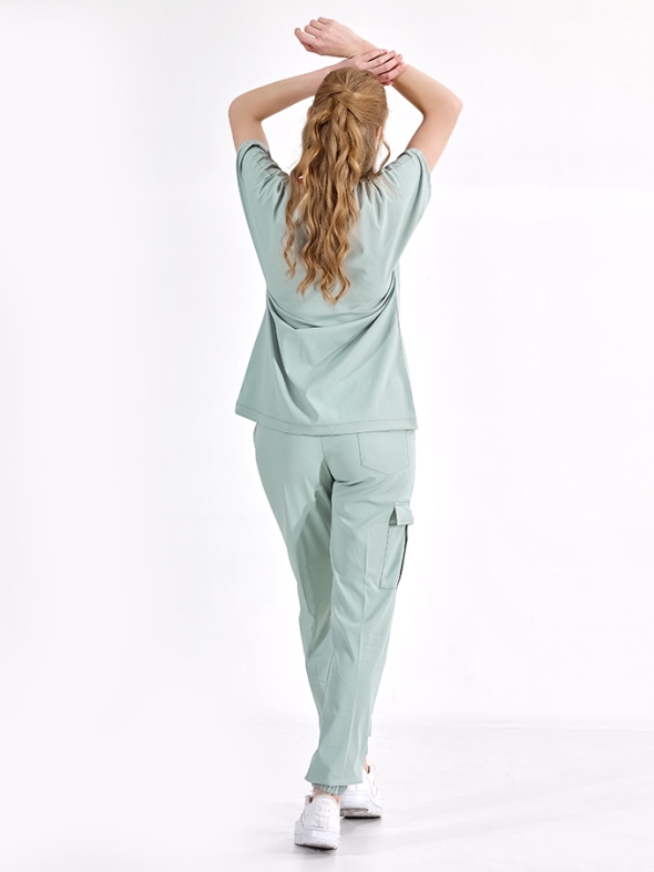 Mintgrün Jogger Medizinischer Scrubs Set für Ärzte und Pflege Luxus Lycra-Stoff