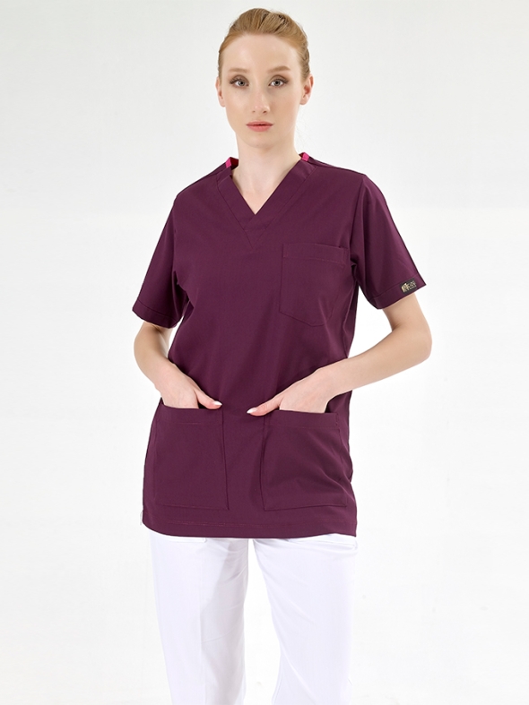 Бордовый медицинский верх Greys из люксового лайкра