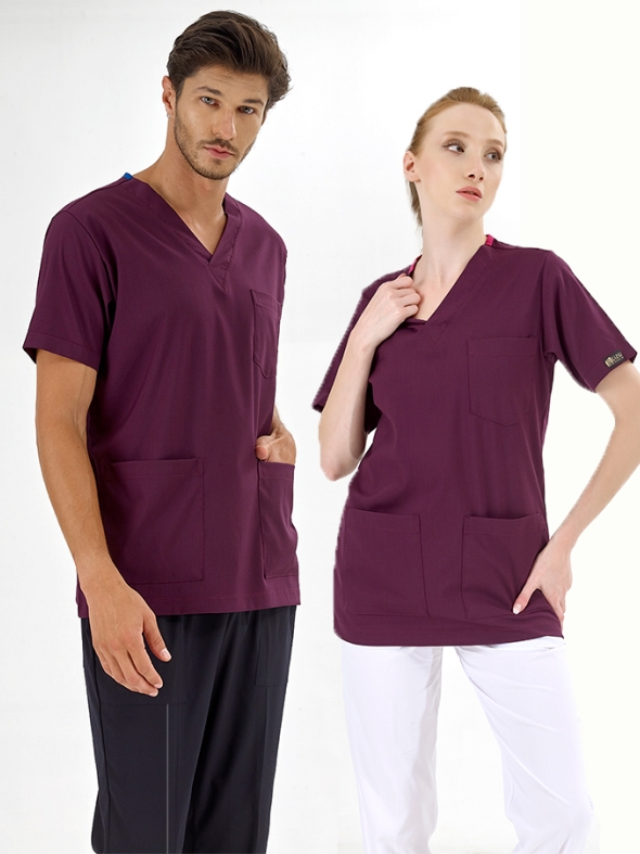 Бордовый медицинский верх Greys из люксового лайкра